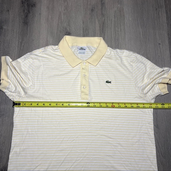 Lacoste Men's Striped Cream Polo Shirt - Picture 4 of 6